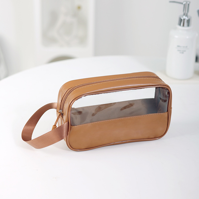 1 pieza de bolsas de maquillaje de PVC de color sólido y simple para mujer 
